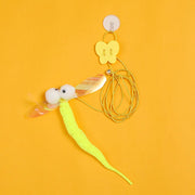 Hanging Door Bouncing Interactive Cat Toy Feather Stick Retractable Cat Teaser Wand Toy with Suction Cup Interactive Cat Toy