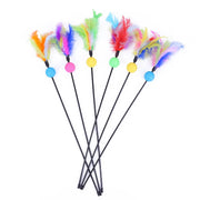 5pcs Funny Kitten Cat Teaser Interactive Toy Rod with Bell and Feather Toys For Pet Cats Stick Wire Chaser Wand Toy Random Color
