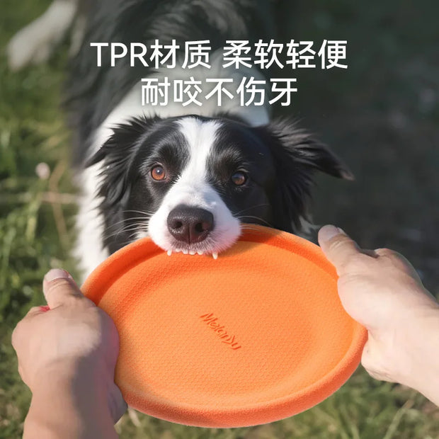 Dog Training Soft Frisbee Toy For Small Medium Large Breed Outdoor Play Tug Of War Interactive Fetch Flying Disc