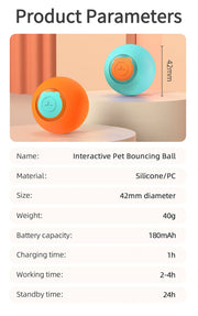 ROJECO Cat Toys Smart Interactive Cat Bouncing Ball Automatic Rolling Ball Training Self-moving Electric Toy Dog Pet Accessories