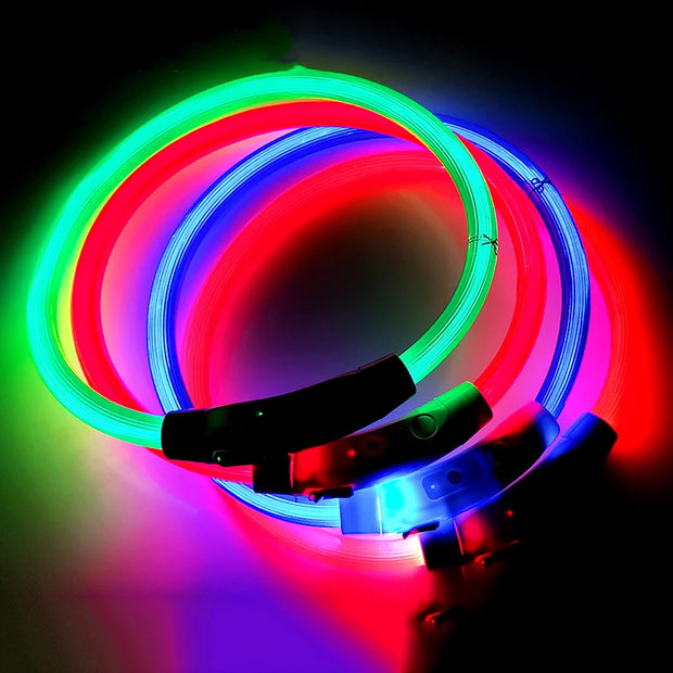 LED Dog Collar Light Up Dog Collars USB Rechargeable TPU Glow Safety Basic Dog Collars for Large Medium Small