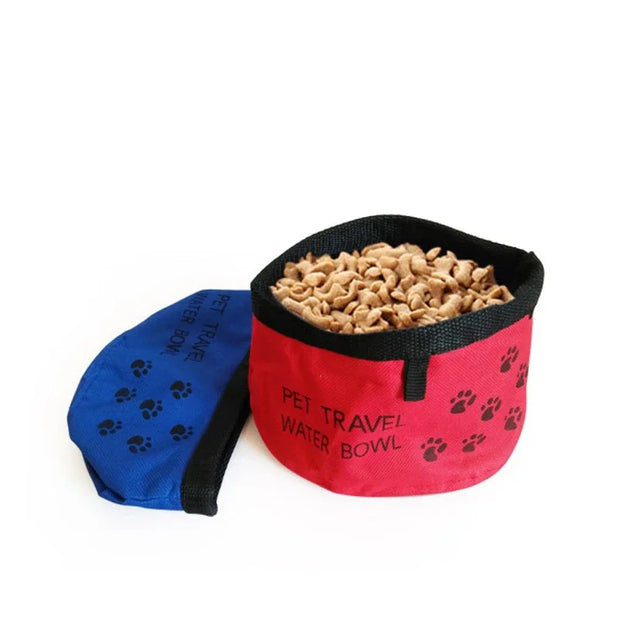 Dog Cat Puppy Food Water Bowl Dish Oxford Fabric Outdoor  Feeder Folding Collapsible Travel Pet