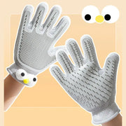 Double Sided Pet Grooming Glove for Cats Dogs Silicone Deshedding Massage Brush Glove Bathing Shedding Tool with Fur Remover