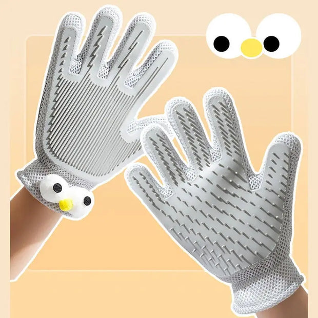 Double Sided Pet Grooming Glove for Cats Dogs Silicone Deshedding Massage Brush Glove Bathing Shedding Tool with Fur Remover