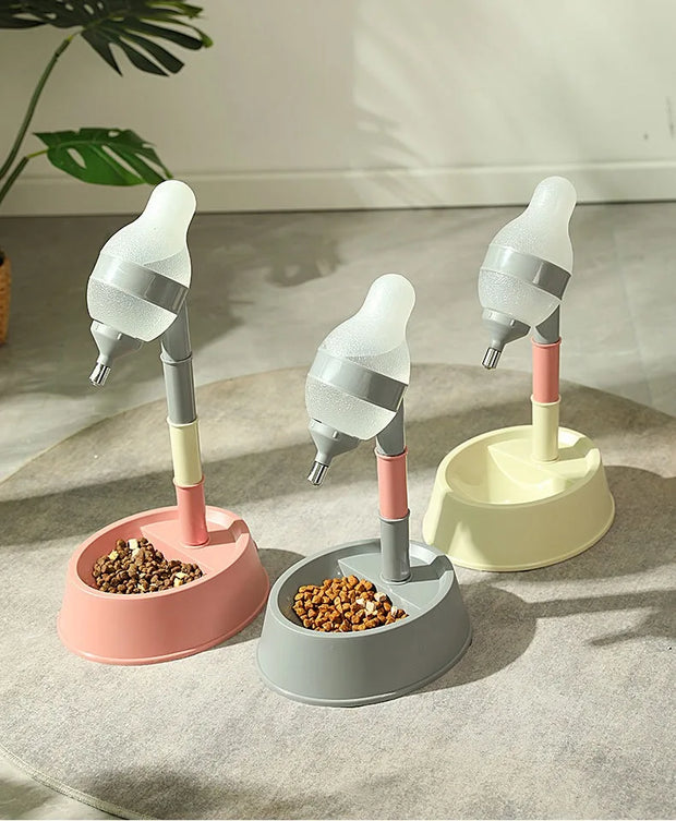 New Pet Height-adjustable Water Dispenser Dog Drinking Pot Cat Hanging Water Fountain Licking not Wet Mouth and Chin