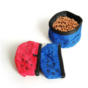 Dog Cat Puppy Food Water Bowl Dish Oxford Fabric Outdoor  Feeder Folding Collapsible Travel Pet
