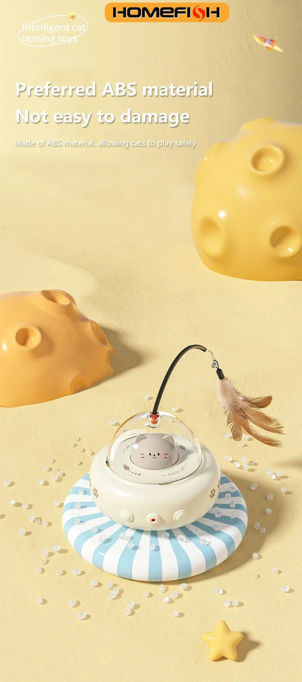 Smart Teaser Cat Toy Electric UFO Cat Teaser Stick With Bell Training Pet Toys Replaceable Feather Interactive Cat Supplies