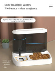 2 in 1 Pet Automatic Feeder Dry Food Storage Container Large Plastic Visible Pet Water Fountain Automatic Pet Food Dispenser
