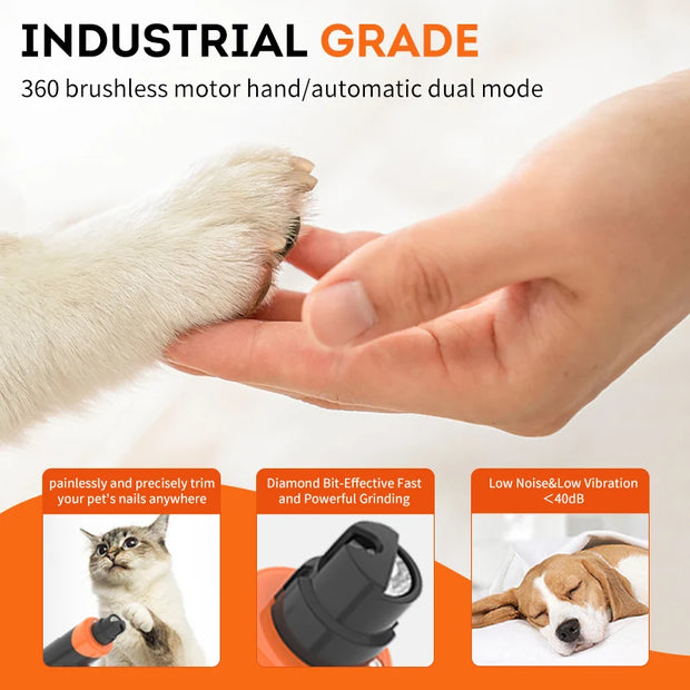 Electric Pet Nail Grinder USB Rechargeable Dog Nail Clipper Painless Trimmer with Polisher Wheel for Small Large Pets Supplies