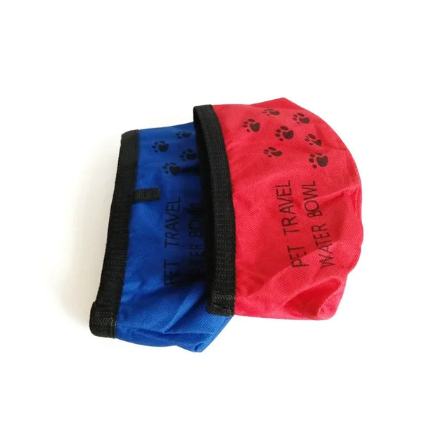 Dog Cat Puppy Food Water Bowl Dish Oxford Fabric Outdoor  Feeder Folding Collapsible Travel Pet