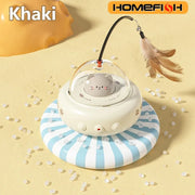 Smart Teaser Cat Toy Electric UFO Cat Teaser Stick With Bell Training Pet Toys Replaceable Feather Interactive Cat Supplies