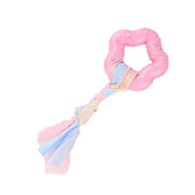 Dog Chew Toys for Cleaning Teeth Pink Soft Rubber Bone Funny Ball Interactive Donut Treat Set for Small Medium Dogs Pet Gifts
