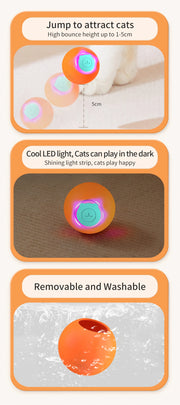 ROJECO Cat Toys Smart Interactive Cat Bouncing Ball Automatic Rolling Ball Training Self-moving Electric Toy Dog Pet Accessories