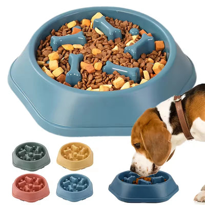 PP material dog and cat slow food bowl non-slip pet feeding bowl small dog large dog food bowl cat bowl anti-choking bowl