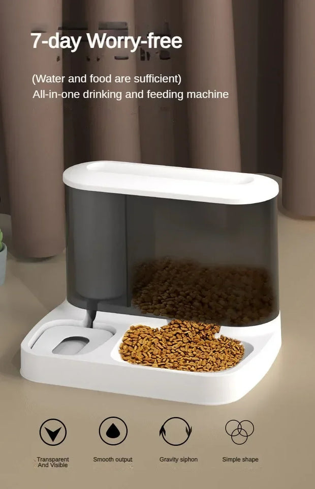 2 in 1 Pet Automatic Feeder Dry Food Storage Container Large Plastic Visible Pet Water Fountain Automatic Pet Food Dispenser