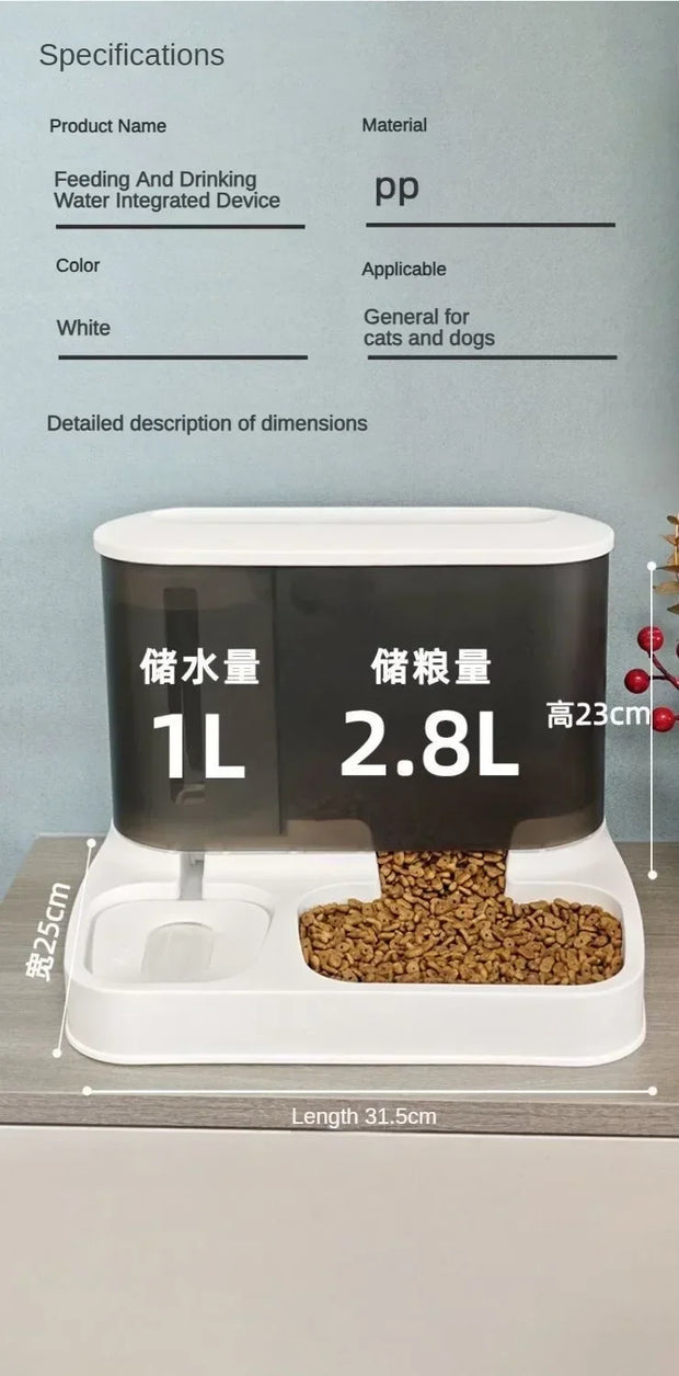 2 in 1 Pet Automatic Feeder Dry Food Storage Container Large Plastic Visible Pet Water Fountain Automatic Pet Food Dispenser