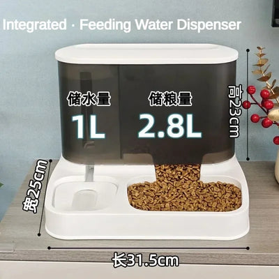 2 in 1 Pet Automatic Feeder Dry Food Storage Container Large Plastic Visible Pet Water Fountain Automatic Pet Food Dispenser