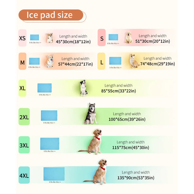 Washable Dog Cooling Mat Ice Silk Pet Self Cooling Pad Blanket for Indoor & Outdoor Car Seats Materials Safe, Easy Carry
