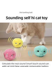 Wholesale Interactive Ball Smart Cat Toys Plush Electric Catnip Training Toy Kitten Touch Sounding Pet Product Squeak Toy Ball