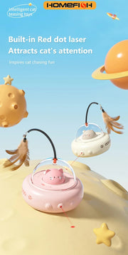 Smart Teaser Cat Toy Electric UFO Cat Teaser Stick With Bell Training Pet Toys Replaceable Feather Interactive Cat Supplies