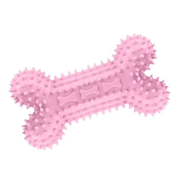 Dog Chew Toys for Cleaning Teeth Pink Soft Rubber Bone Funny Ball Interactive Donut Treat Set for Small Medium Dogs Pet Gifts