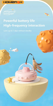 Smart Teaser Cat Toy Electric UFO Cat Teaser Stick With Bell Training Pet Toys Replaceable Feather Interactive Cat Supplies