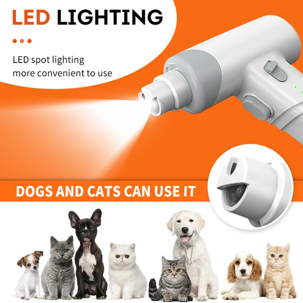 Electric Pet Nail Grinder USB Rechargeable Dog Nail Clipper Painless Trimmer with Polisher Wheel for Small Large Pets Supplies