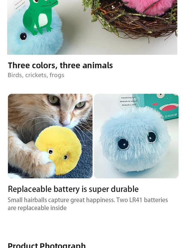Wholesale Interactive Ball Smart Cat Toys Plush Electric Catnip Training Toy Kitten Touch Sounding Pet Product Squeak Toy Ball