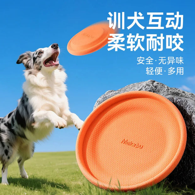 Dog Training Soft Frisbee Toy For Small Medium Large Breed Outdoor Play Tug Of War Interactive Fetch Flying Disc