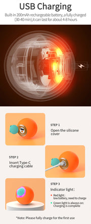 ROJECO Cat Toys Smart Interactive Cat Bouncing Ball Automatic Rolling Ball Training Self-moving Electric Toy Dog Pet Accessories