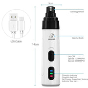 Dog Nail Grinders Painless USB Charging  Rechargeable Pet Nail Clippers Quiet Electric Dog Cat Paws Nail Grooming Trimmer Tools