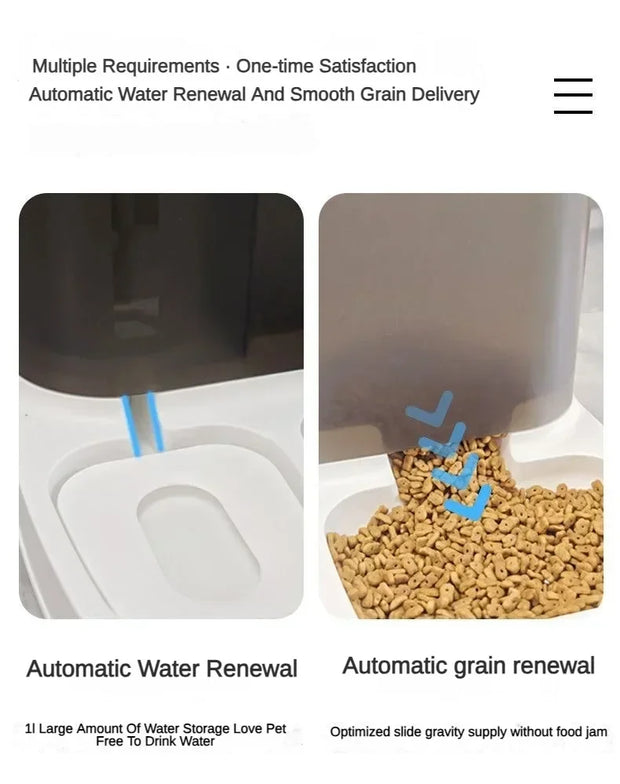 2 in 1 Pet Automatic Feeder Dry Food Storage Container Large Plastic Visible Pet Water Fountain Automatic Pet Food Dispenser