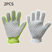 Double Sided Pet Grooming Glove for Cats Dogs Silicone Deshedding Massage Brush Glove Bathing Shedding Tool with Fur Remover