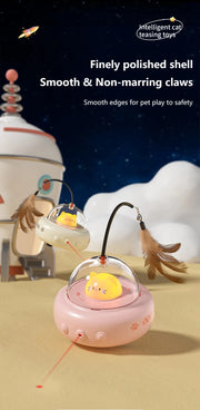 Smart Teaser Cat Toy Electric UFO Cat Teaser Stick With Bell Training Pet Toys Replaceable Feather Interactive Cat Supplies