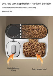 2 in 1 Pet Automatic Feeder Dry Food Storage Container Large Plastic Visible Pet Water Fountain Automatic Pet Food Dispenser