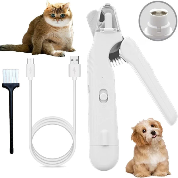 Pet Nail Clippers, Quiet Pet Nail Grinder with 2 LED Lights for Large Medium Small Puppy Dogs and Cats, Pet Nail Grooming Tool