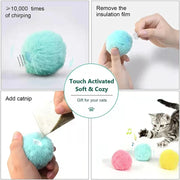 Wholesale Interactive Ball Smart Cat Toys Plush Electric Catnip Training Toy Kitten Touch Sounding Pet Product Squeak Toy Ball