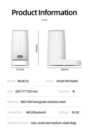 ROJECO Automatic Cat Feeder Pet Smart WiFi Cat Food Kibble Dispenser Remote Control Auto Feeder For Cat Dog Dry Food Accessories