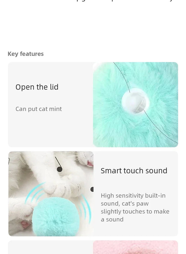 Wholesale Interactive Ball Smart Cat Toys Plush Electric Catnip Training Toy Kitten Touch Sounding Pet Product Squeak Toy Ball